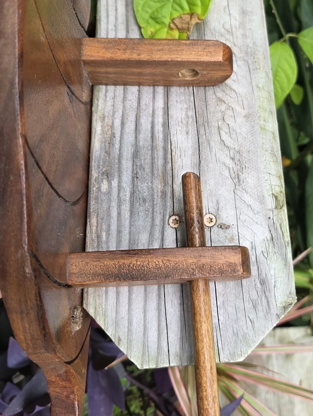 Vintage Hand-Carved Hardwood Angelfish Toilet Paper Holder - Island Decor